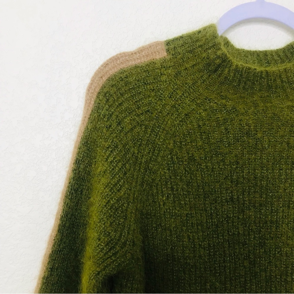 THE ENDERY Baby Alpaca/Wool Mock Neck Pullover Sweater Olive Green - Picture 3 of 9